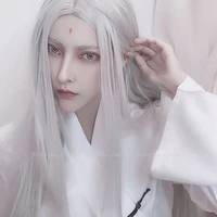 men hanfu long straight hair anime cosplay costume japanese anime elf prince immortal wigs carnival stage performance party prop