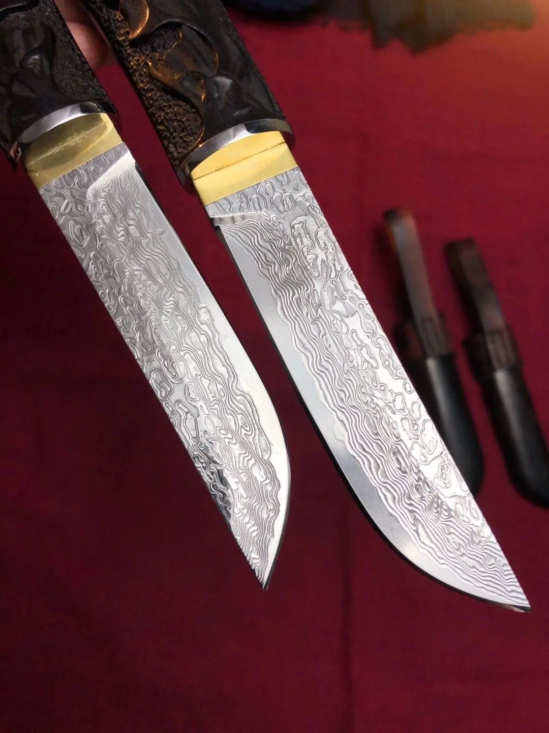 Фиксированный нож Katana с ножом из дамасской стали ручка черного дерева походный