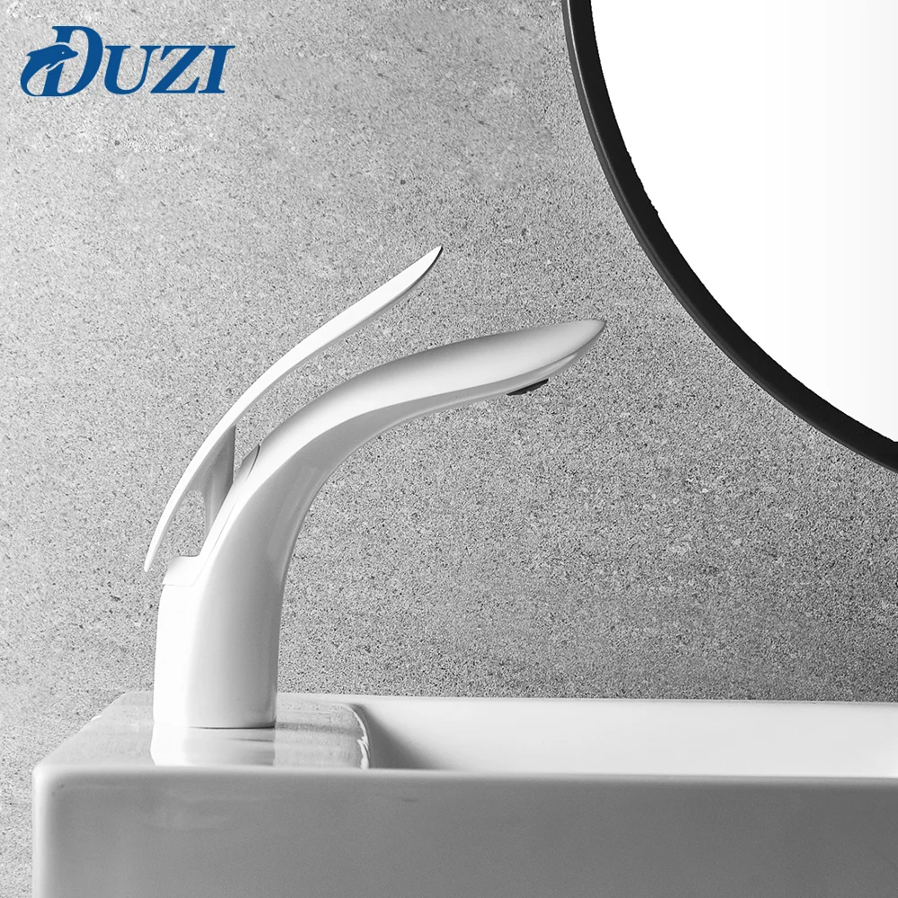 

Wash Basin Faucet for Bathroom Sink Faucet Single Handle Hole White/Black Bathroom Sink Faucet Solid Brass Hot Cold Mixer Tap
