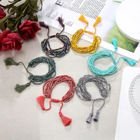 minority original fashion hipster rice beads woven multi layer tassel national style handmade bracelets for men and women