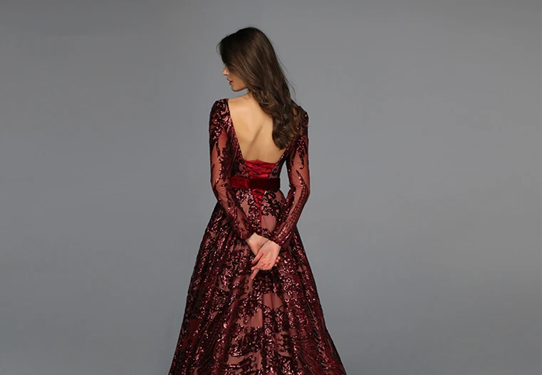 Sparkly Royal Blue Sequined Long Evening Dress Full Sleeves 2021 Sexy Open Back Dubai Arabic Women Prom Formal Party Gowns |