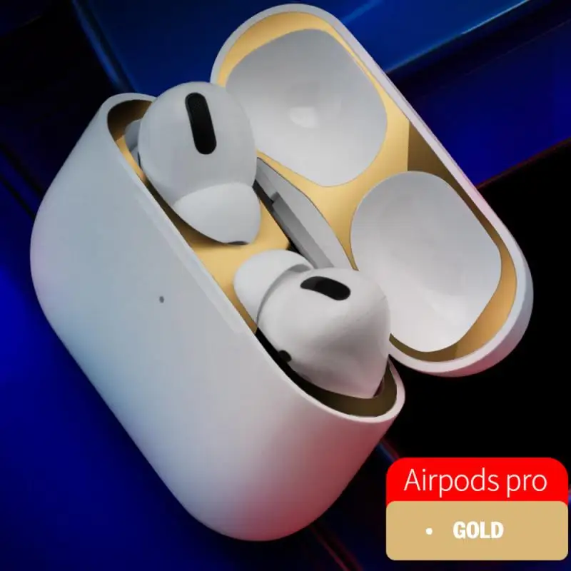 Чехол для Airpods PRO металлическое покрытие Пылезащитная Внутренняя крышка патч металлический пылезащитный стикер аксессуары - Цвет: Gold