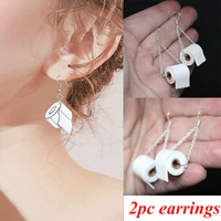 roll paper dangle drop earrings funny 3d tissue geometric drop earrings creative paper towel toilet paper earrings for women