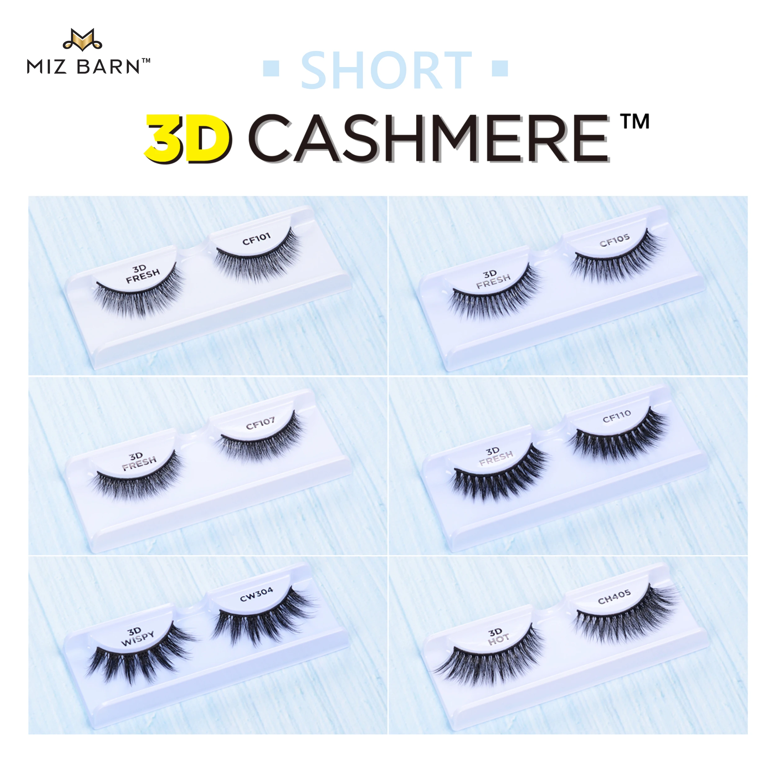 

MIZ BARN Short 3D CASHMERE Faux Mink Lashes Natural Soft Wispy False Eyelashes Fluffy Beauty Cross Reusable Eyelash Makeup Tools