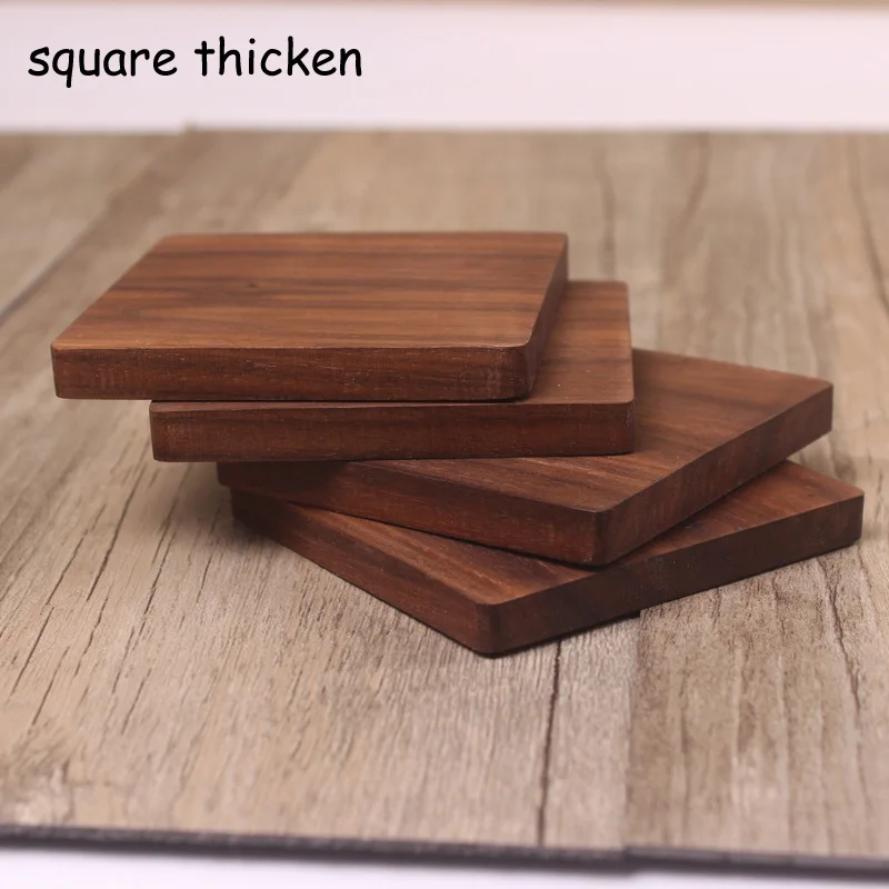 square thicken 1 шт., прочные подставки из дерева грецкого ореха, подстилки, Декор, квадратный круглый жаростойкий коврик для напитков, домашний стол, чайная подставка для кофейной чашки - Цвет: square thicken