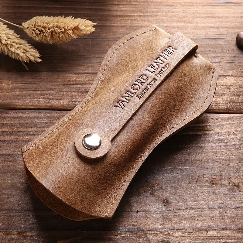 

Men's leather mini car key bag small leather waist pull large capacity universal car key bag