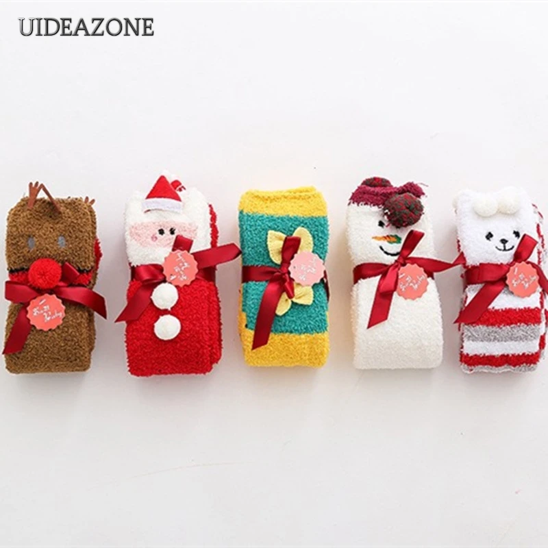 UIDEAZONE, рождественские женские чулки, теплые, зимние, выше колена, дамский чулок, свободный размер,, Рождество, зима