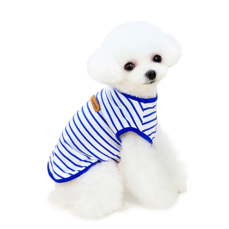 

Dog Clothing Pet Summer Thin Casual Wear New Style Bichon Outing Cute Clothing Teddy Home Retro Striped Vest