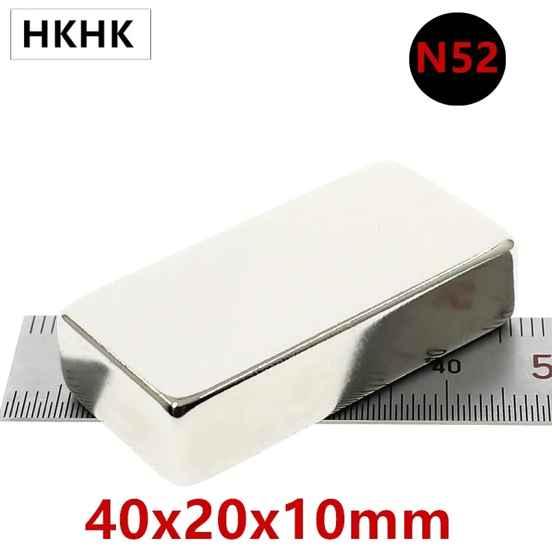 1/5P N52 40x20x10 mm Super Strong Sheet Rare Earth Magnet Thickness 10mm Block Rectangular Neodymium Magnets 40mm x 20mm x 10mm
