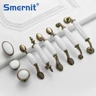 Белые керамические дверные ручки, европейские ручки для антикварной мебели ручки для ящиков, ручки и ручки для кухонного шкафа