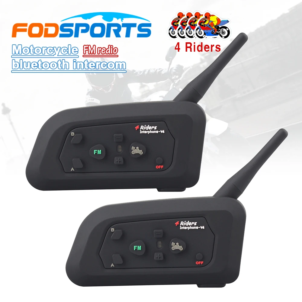 Fodsports 2 шт. V4 Шлем Интерком Беспроводная bluetooth-гарнитура для шлема BT Interphone рефери