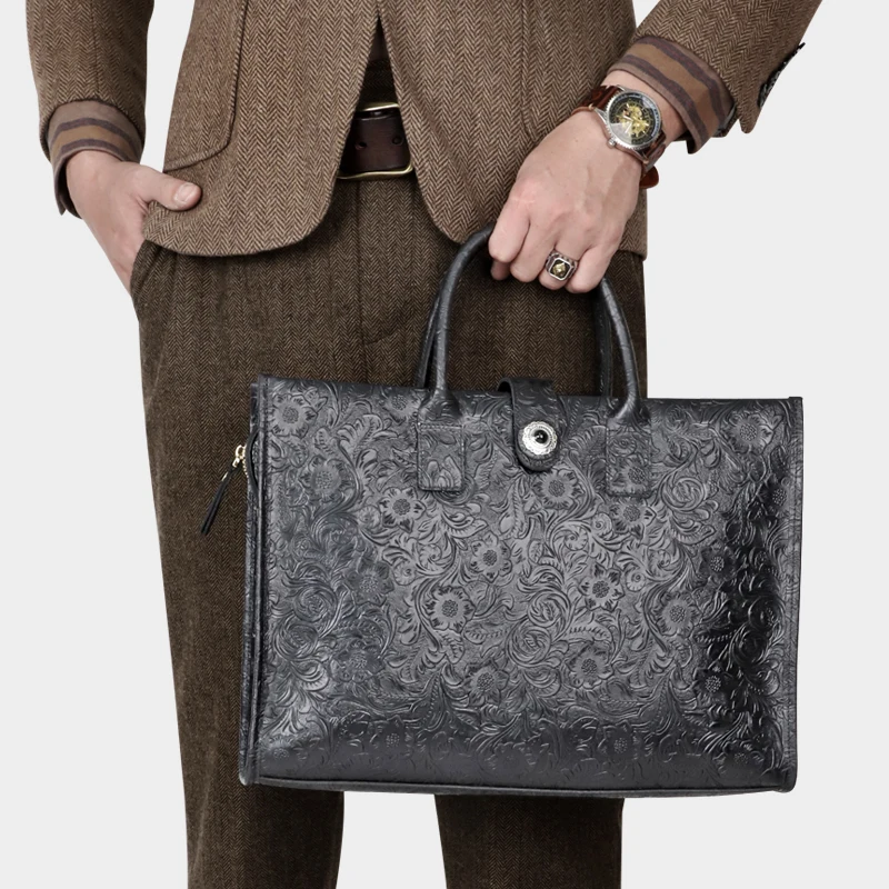 

Unique Antique Design Men's Briefcase 16'' Laptop Document Case Portable Male Business Attache Messenger Bag Tote Portfolio