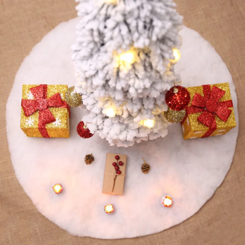 60cm White Christmas Tree Skirt Apron Plush Faux Fur Ornament Mat Xmas Party Home Decoration Decor | Дом и сад