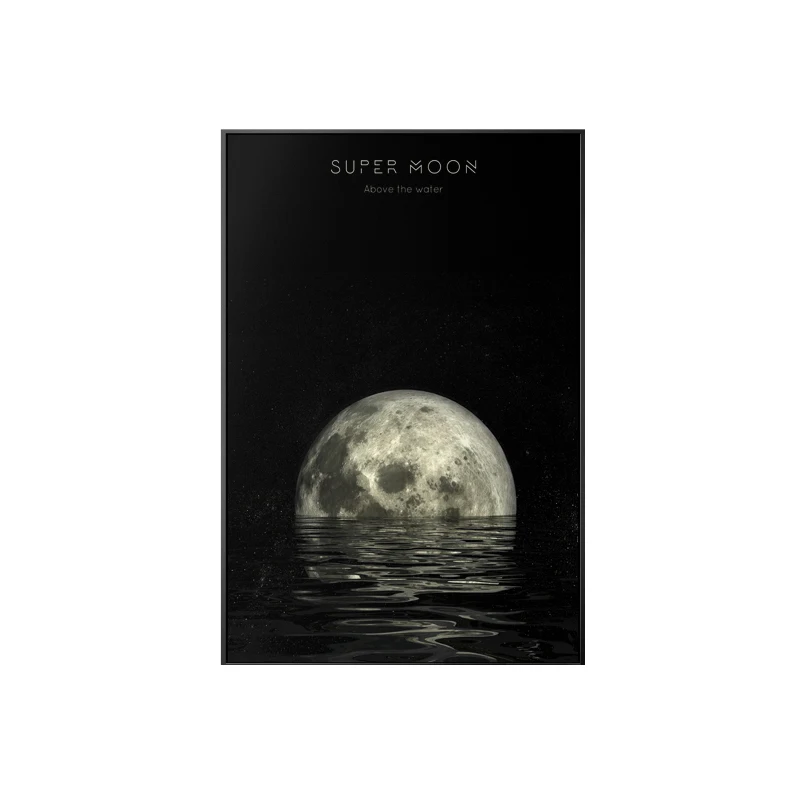 

HD Moon Reflection Black White Canvas Painting Posters And Prints Decor Wall Picture Art For Living Room Bedroom Aisle Studio