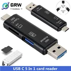 Type C и Micro USB 5 в 1 OTG кардридер флэш-накопитель высокоскоростной USB Универсальная OTG TF карта для Android телефона компьютера