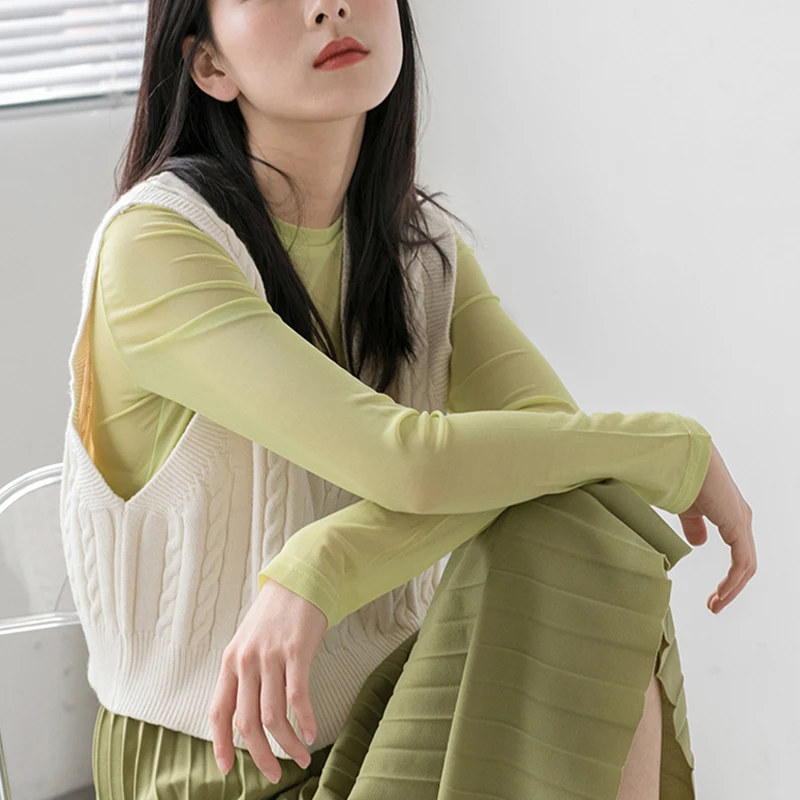 Женский Пляжный топ OUMEA сетчатый пляжная одежда гавайская сетчатая рубашка с