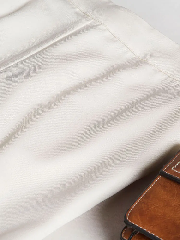 Thickened silk fabric 2021 women's fashion new mulberry silk wide leg pants casual pants Capris