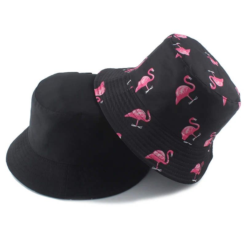 

2022 New Panama Bucket Hat Summer Sun Hats For Women Men Flamingo Bird Print Fisherman Hat Bob Fishing Cap