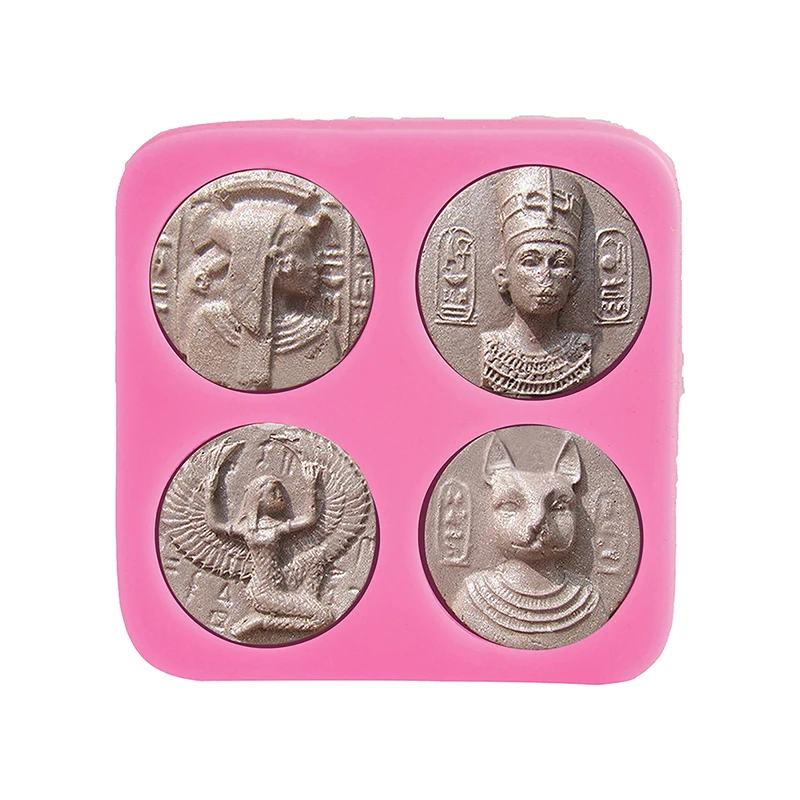 

3D Cake Mold 4 Holes Craft Egypt Stone Statue Silicone Mold DIY Fondant Cake Decorating Tools Soap Clay Chocolate Bakeware Mould