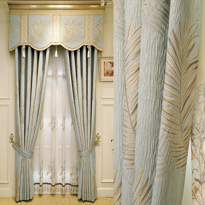 

New Chenille Jacquard Upscale Living Room Bedroom Atmosphere Pastoral Northern European Curtains for Living Room Bedroom