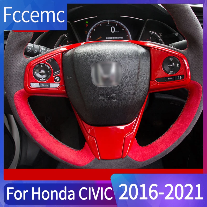 

Красная рама рулевого колеса для Honda Civic 10 2016-2020, Страстные чехлы на внутренние колеса, украшение, автомобильные аксессуары