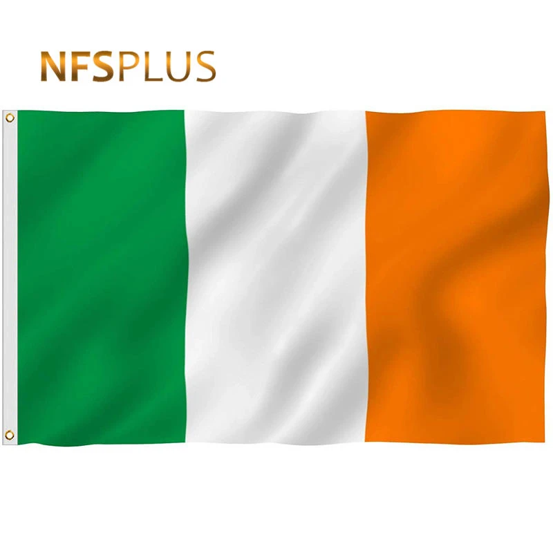 Ireland Flag 90x150cm Polyester Green White Orange 3 Color Printed Brass Grommets Home Decorative Irish National and Banner|Флаги баннеры