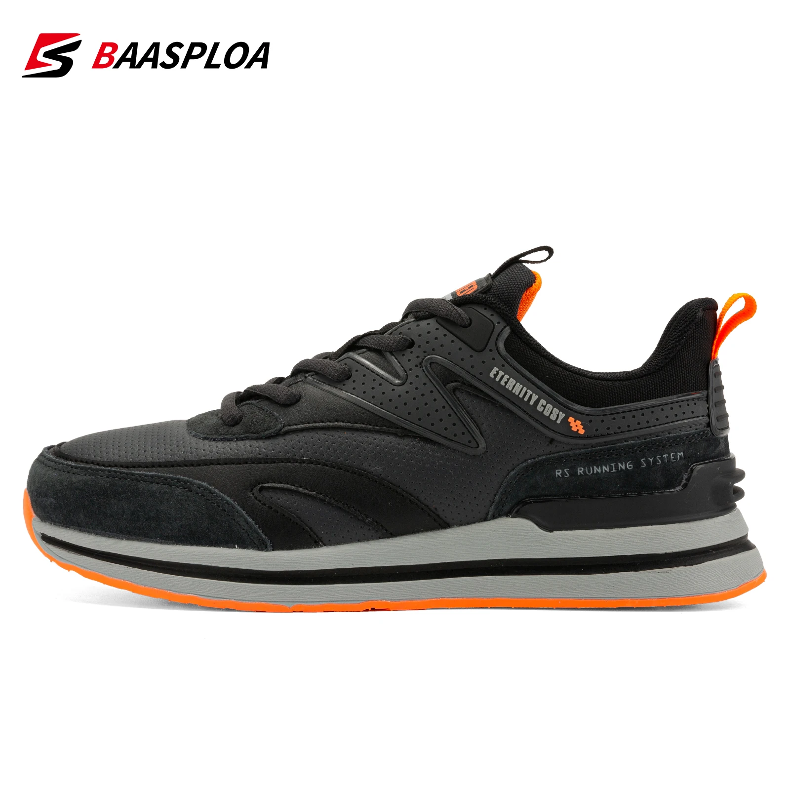 Baasploa New Men Leather Running Shoes Lightweight Non-slip Sneakers Fashion Male Casual Comfortable Lace Up Walking Tenis Shoes