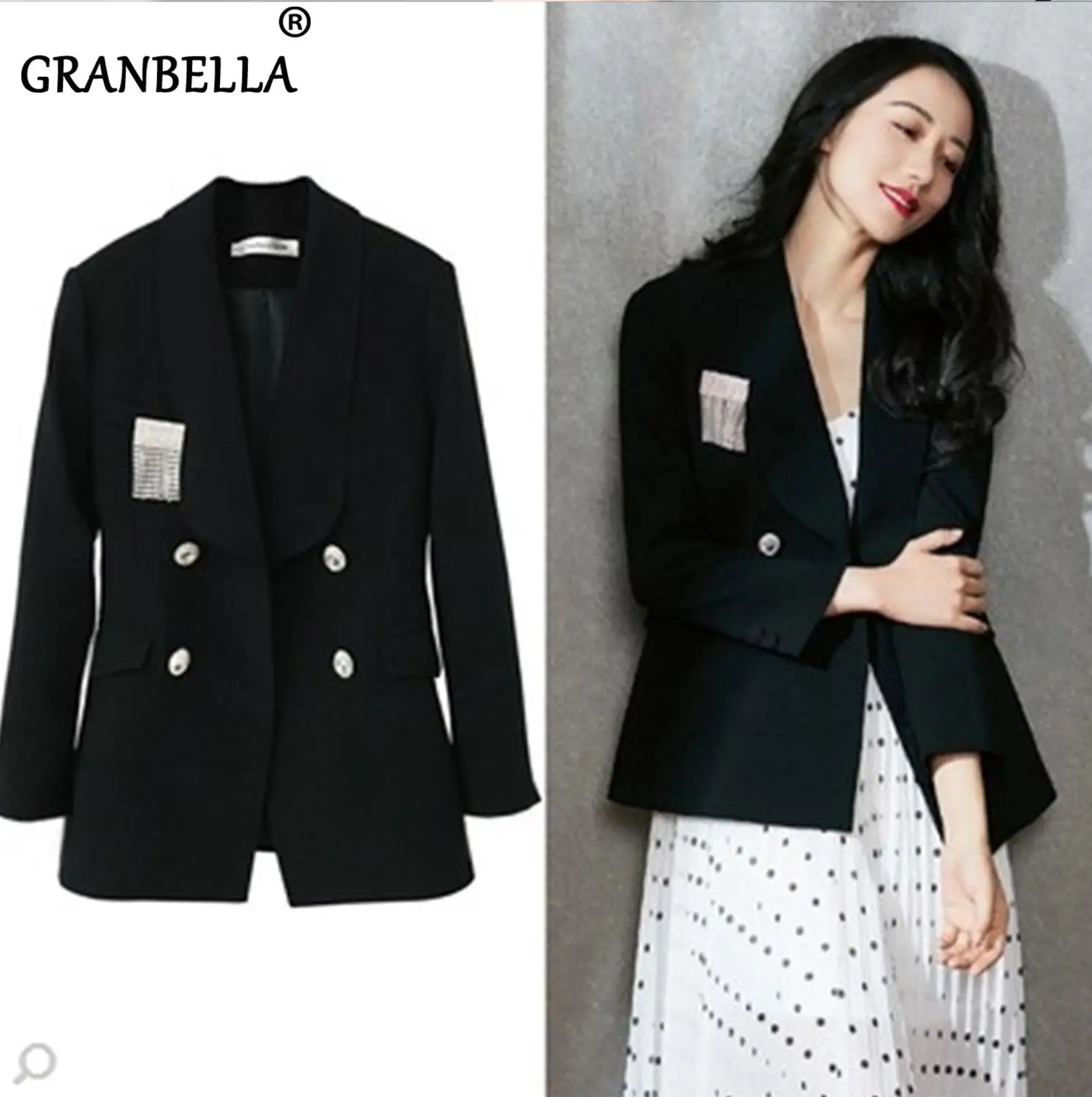 Новинка 2020 стильный осенний свободный Женский блейзер в стиле ретро черный