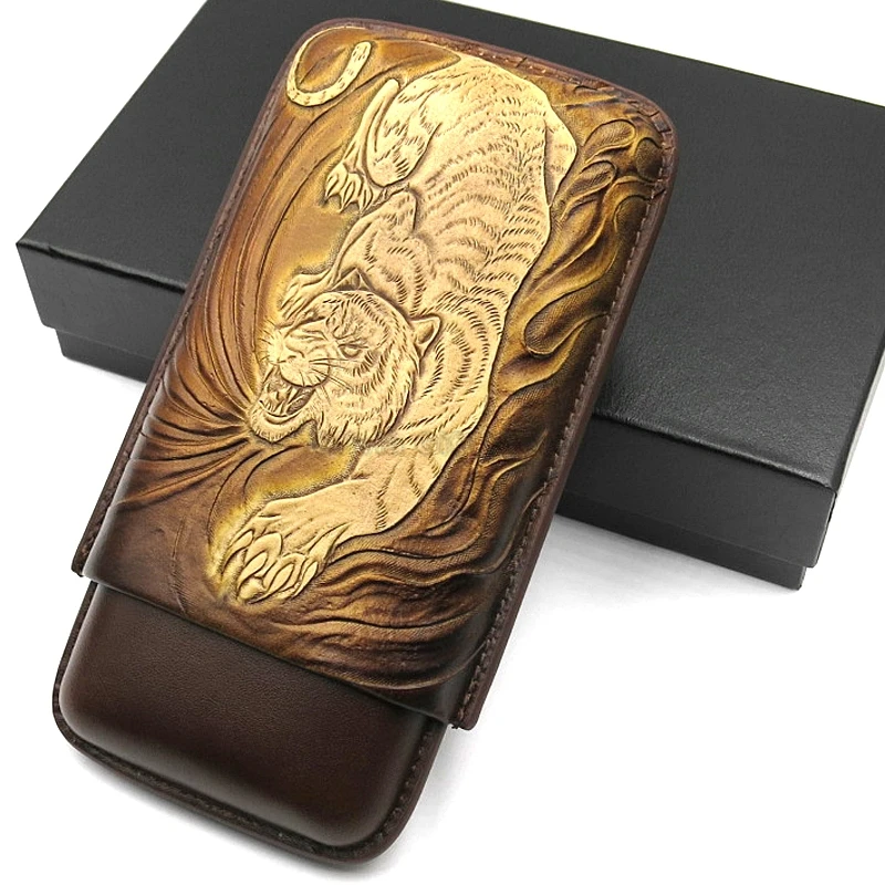 COHIBA аксессуары для сигар из натуральной коричневой кожи путешествий тисненый