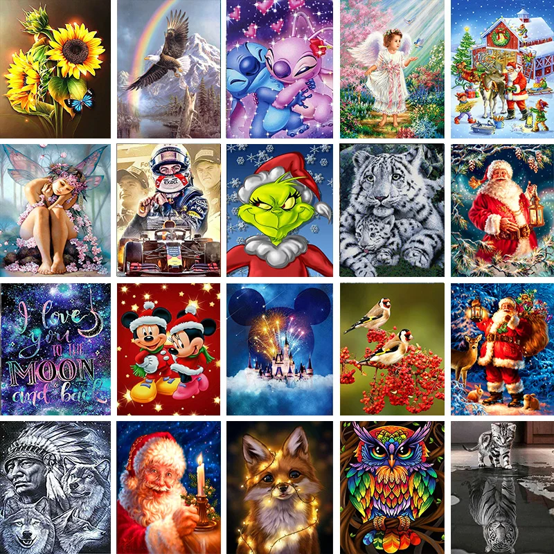 Diy алмазная живопись мультфильм Санта Клаус Рождественский пейзаж полная дрель