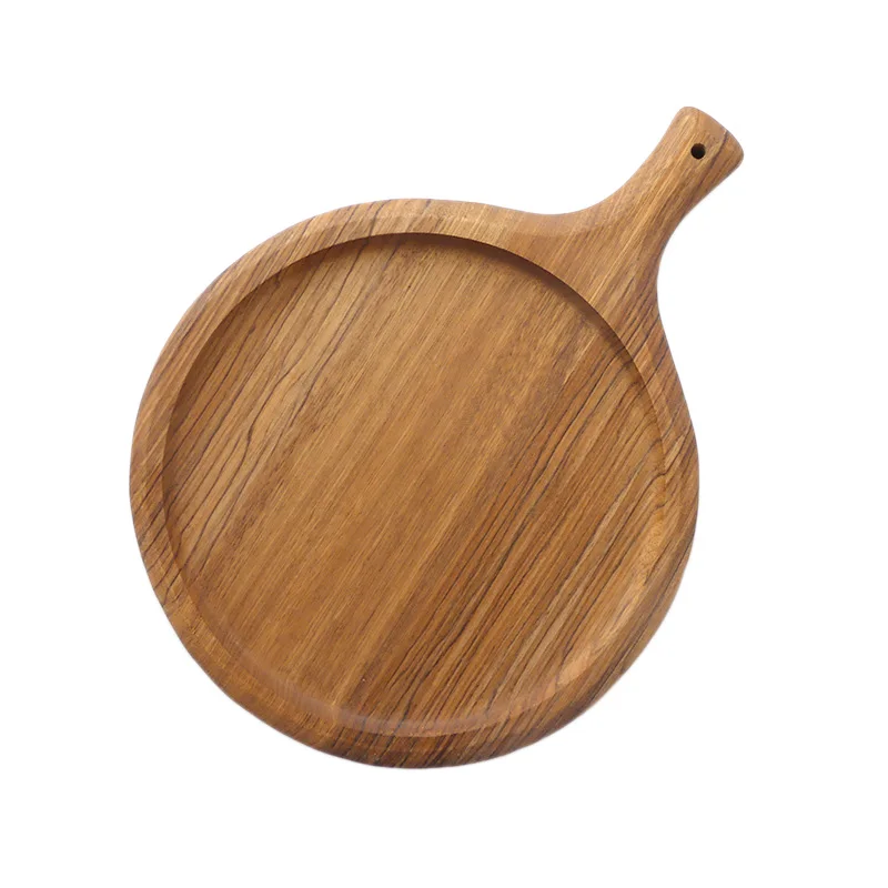 Круглая деревянная тарелка для пиццы с ручкой деревянный поднос кухонные