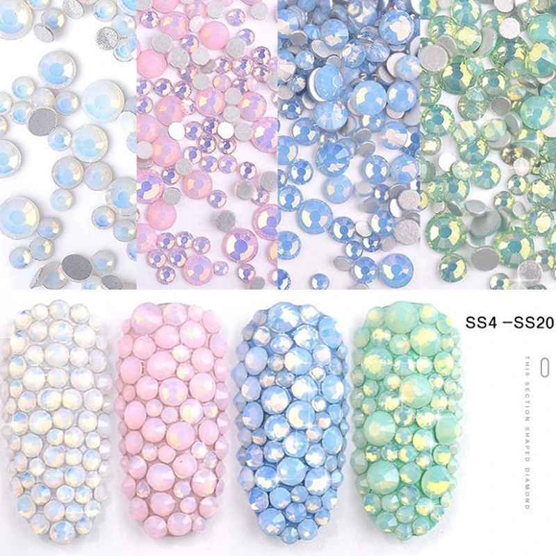 Мульти размер дизайн ногтей Хрустальные стеклянные драгоценные камни плоское