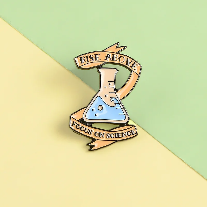 Science Experiment Beaker Metal Enamel Brooch Blue Reagent Bottle Badge Pin Trendy Scientist Student Costume Backpack Jewelry | Украшения и