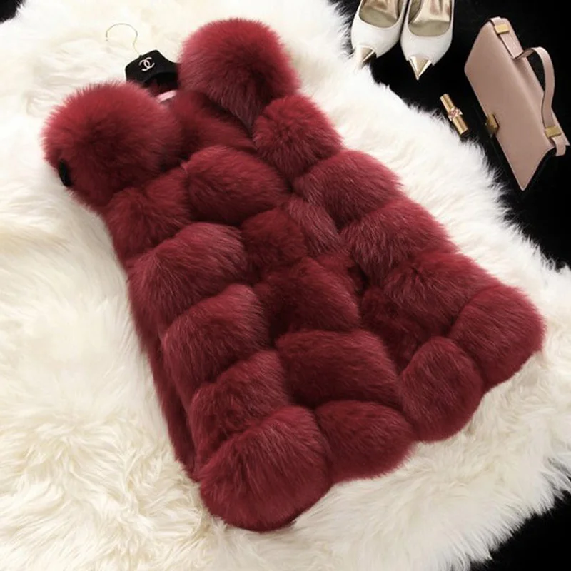 Новинка 2019 меховой жилет женские зимние модные средней длины искусственный