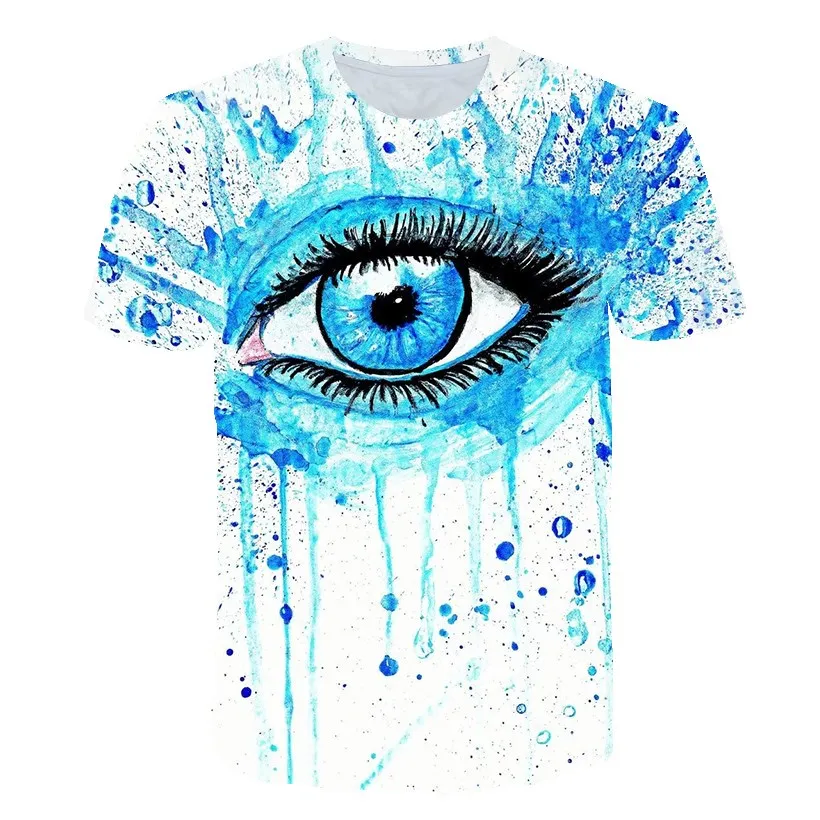 

T-Shirt Eyes Painted Baby Clothes Boys Girls Casual Tops Children's Clothing 2021 Summer New Products Suitable For 4T-14T