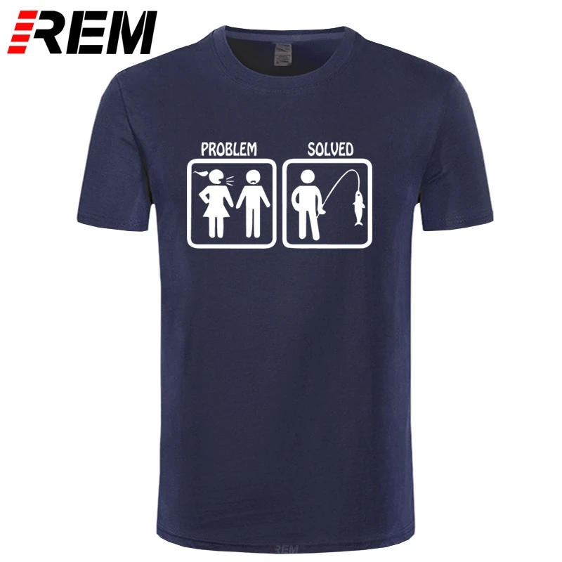 Мужская футболка REM Raw с коротким рукавом принтом Проблема решающего рыболовства