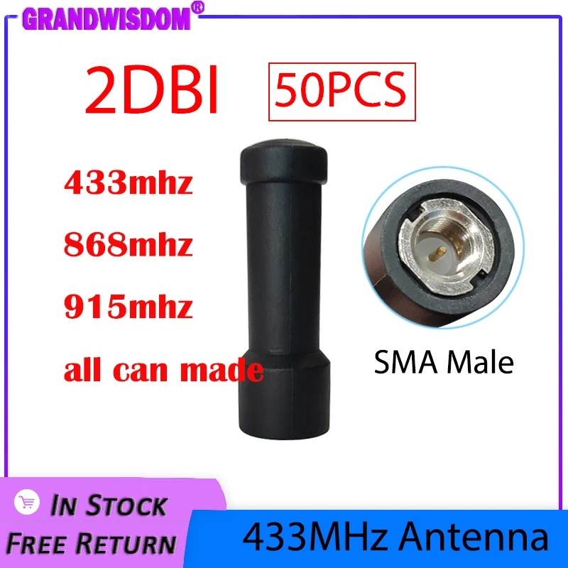 50pcs 433MHz 868mhz 915mhz Antenna lora 2~3dBi SMA Male Connector Mini Size directional antenne  IOT wireless Lorawan watermeter