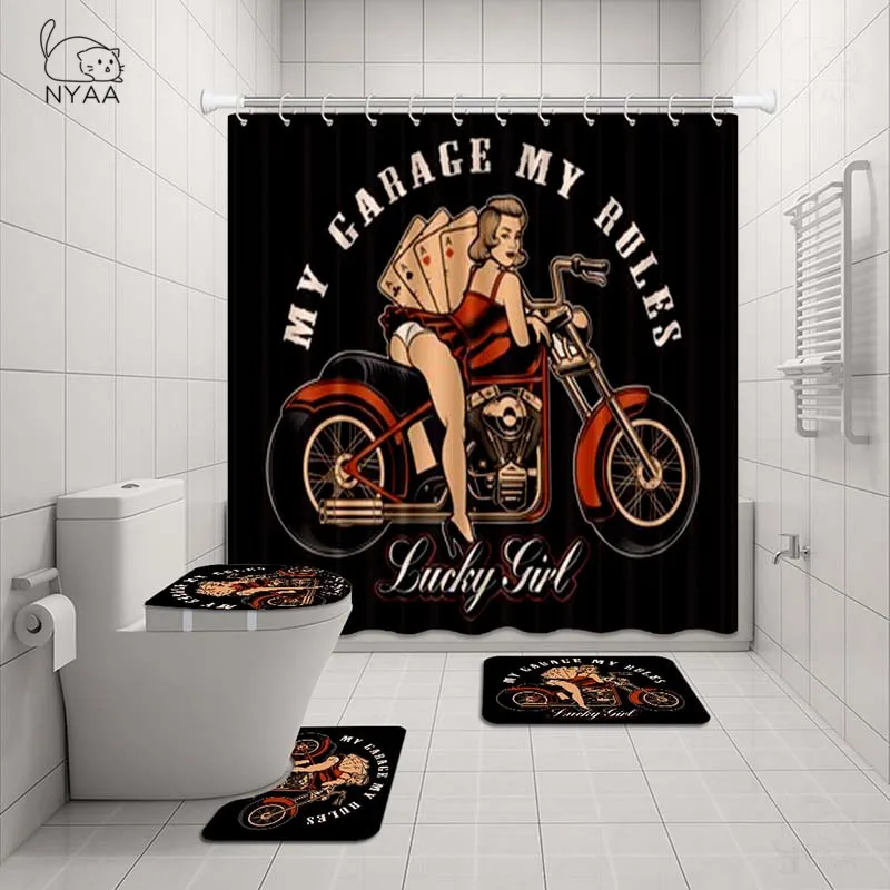 Современная мотоциклетная занавеска для душа NYAA 4 шт. подставка коврика крышка