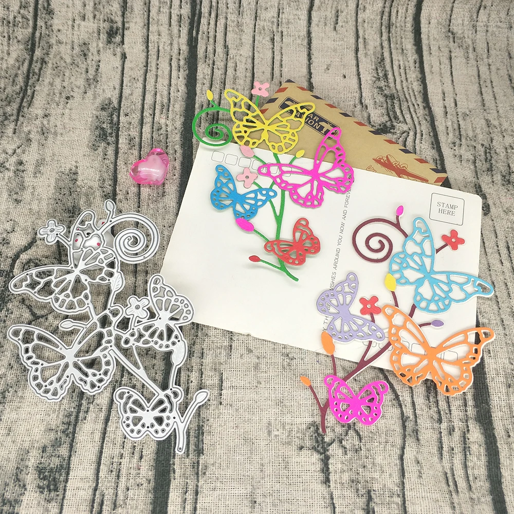 

Butterflies, flowers, 4 butterfly metal cutting molds, crafts, kraft paper cards, scrapbooks, photo albums