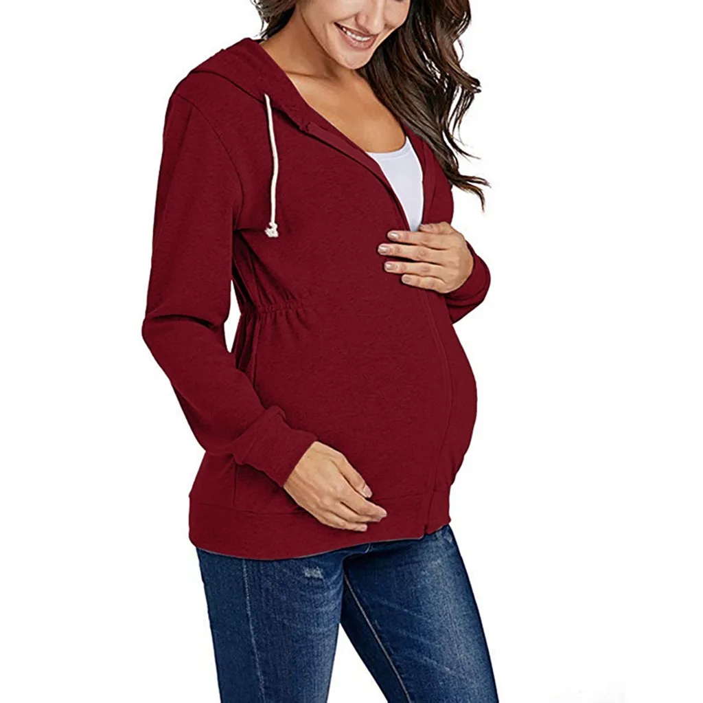 Блузки и топы для беременных размера плюс блузки на молнии толстовки с капюшоном