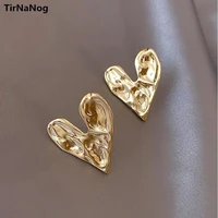 european and american fashion exaggerated atmospheric metal heart shaped earrings contracted irregular geometrical stud earrings