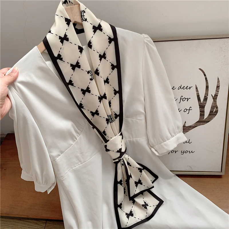 Новинка 2024 французское женское шелковое саржевое ожерелье в стиле ретро