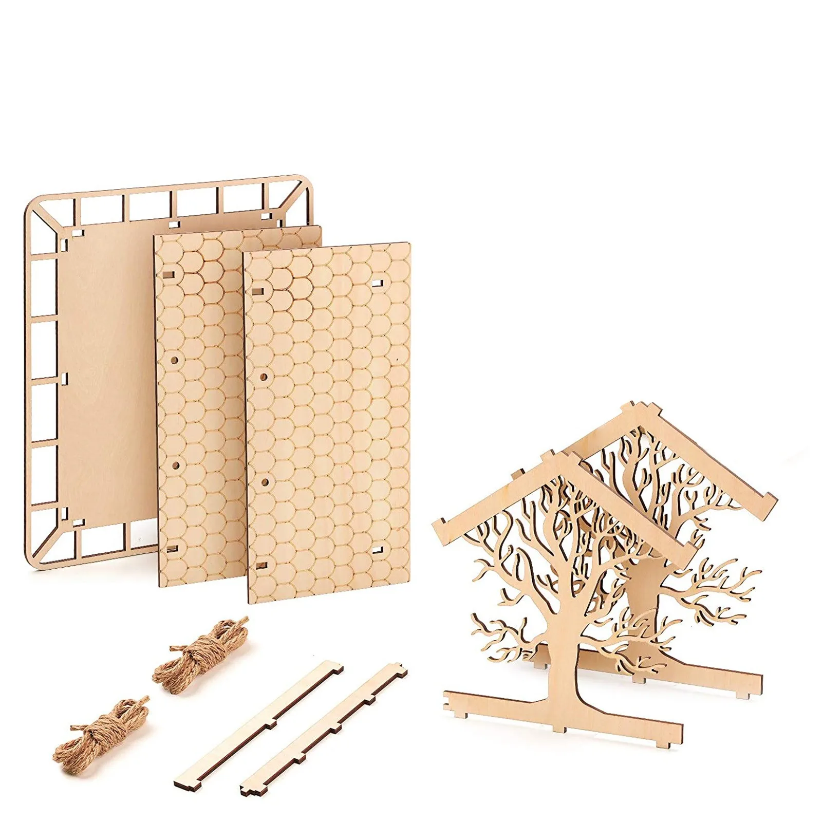 

Charming DIY Wooden Pet Home Garden Gift Courtyard Villa Balcony Bird Feeders Hanging Garden Yard Decoration 2021 New