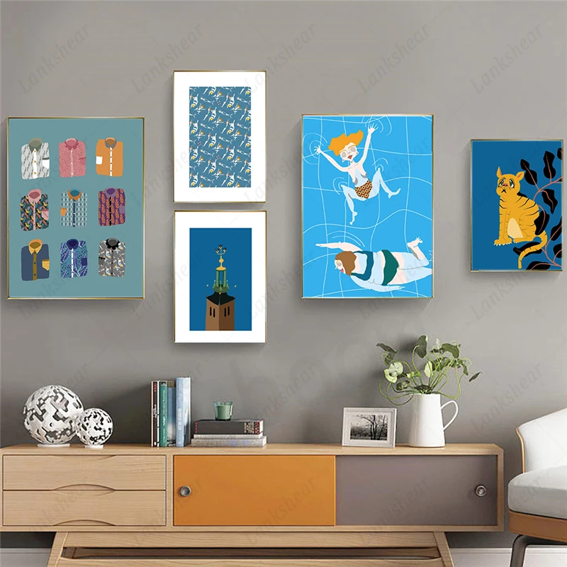 

Swimming Pool Poster Abstract Wall Art Canvas Painting Shirt Tiger Modular Prints Town Hall Pictures for Living Room Home Decor