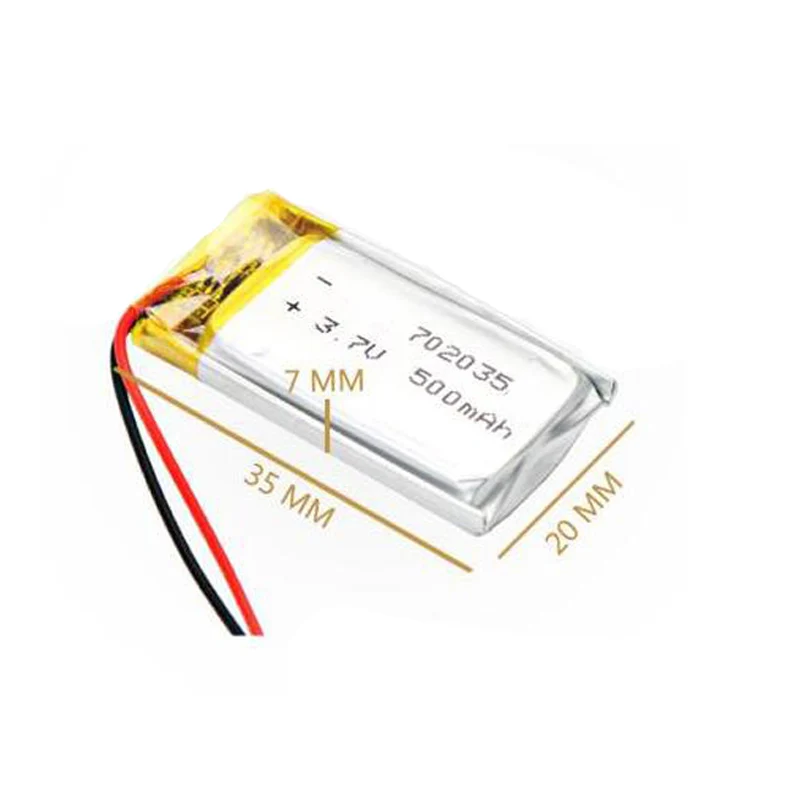 3.7V 500mAh 702035 Lithium Polymer Li-Po Rechargeable Battery For bluetooth speaker GPS DVD PDA PAD LED Light Li-ion Cell - купить по