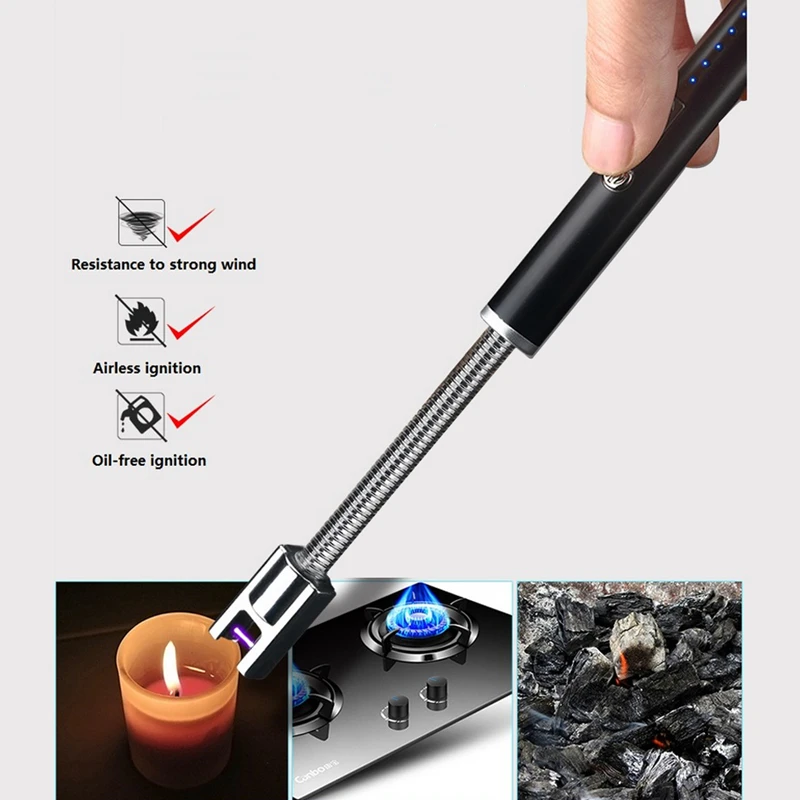 

Kitchen Electric Lighter Cigarette Accessory Buttons laser Lighter Gas Stove Windproof USB Charging Arc Lighter Plasma Electric