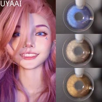 2pcs Pair Colorful Contact Lenses for eyes Contacts Colored Eye Lenses Color Contact lens Yearly UYAAI Lenses Blue Brown