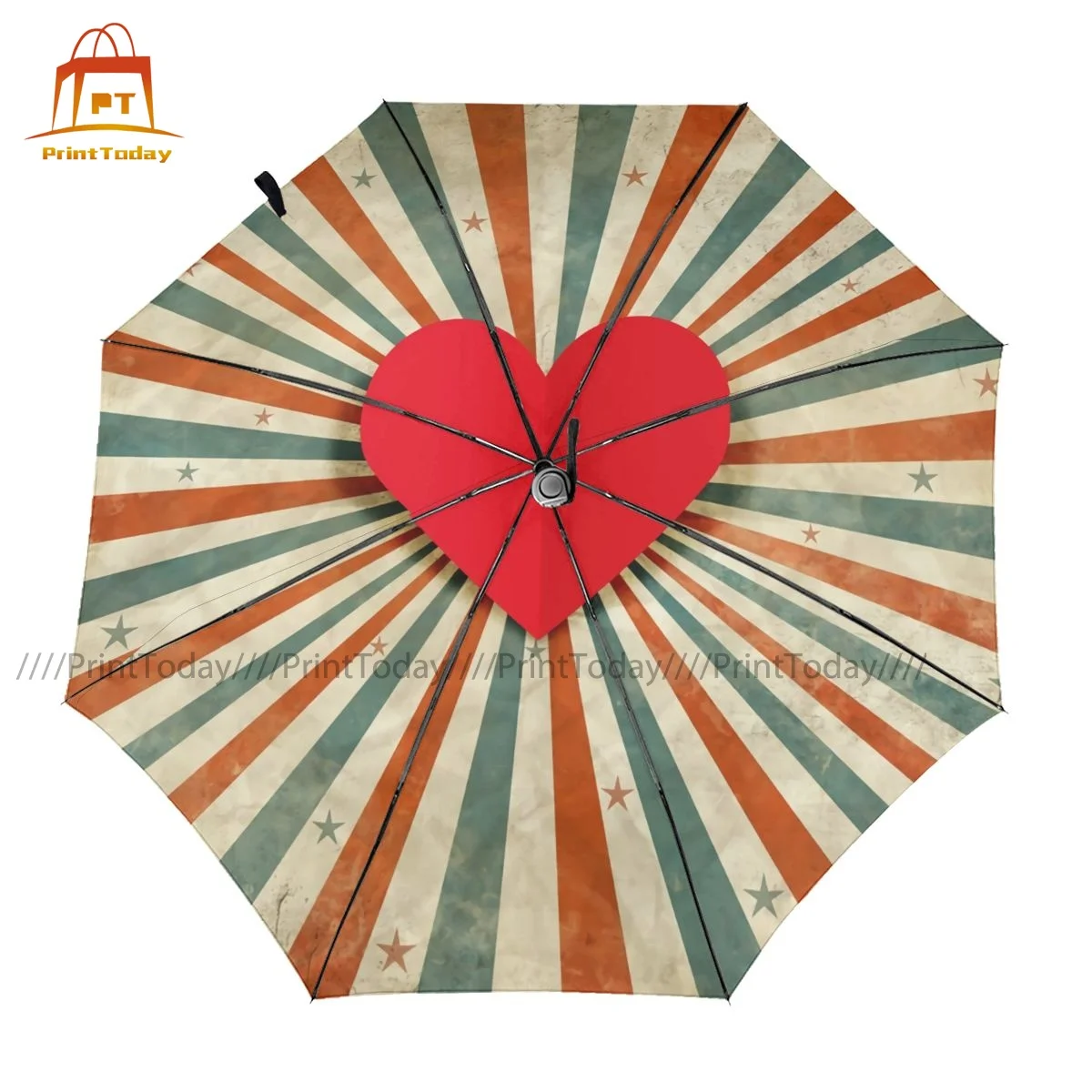 

Heart Umbrella Mini Windproof Umbrella Automatic Print Compact Travel Umbrella