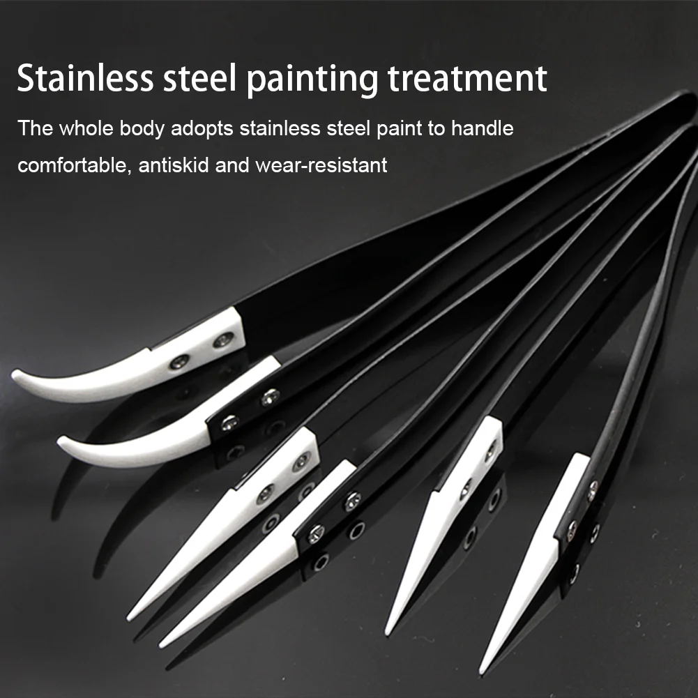 

Stainless Steel Anti-Static Ceramic Electronic Cigarette Industrial Ceramic Tweezers nsulated Straight Curved Tip