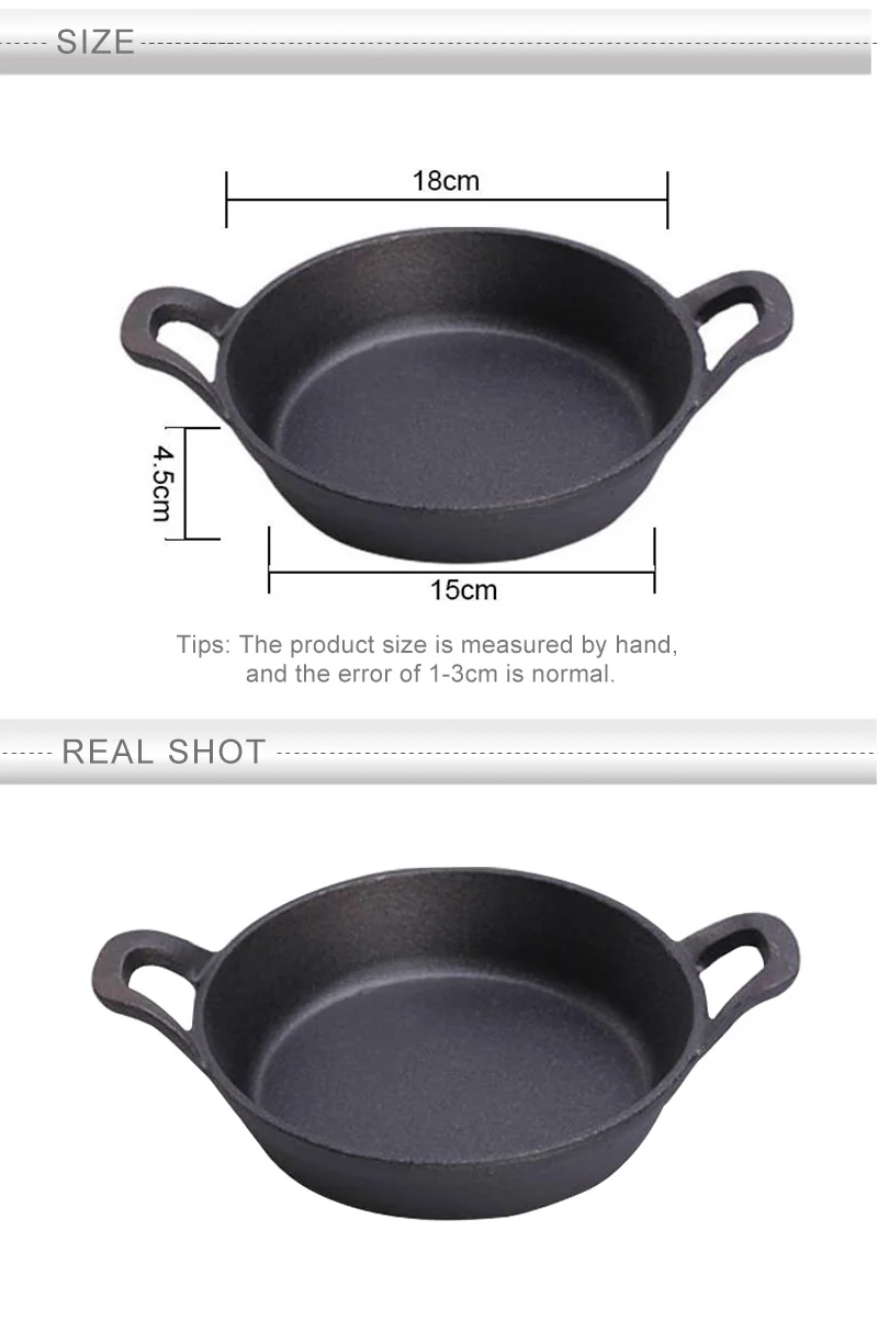 18cm Frying Pan Cast Iron Skillet Non Stick Pan No Smoke Cookware Fried Meat Egg General Use For Gas And Induction Cooker
